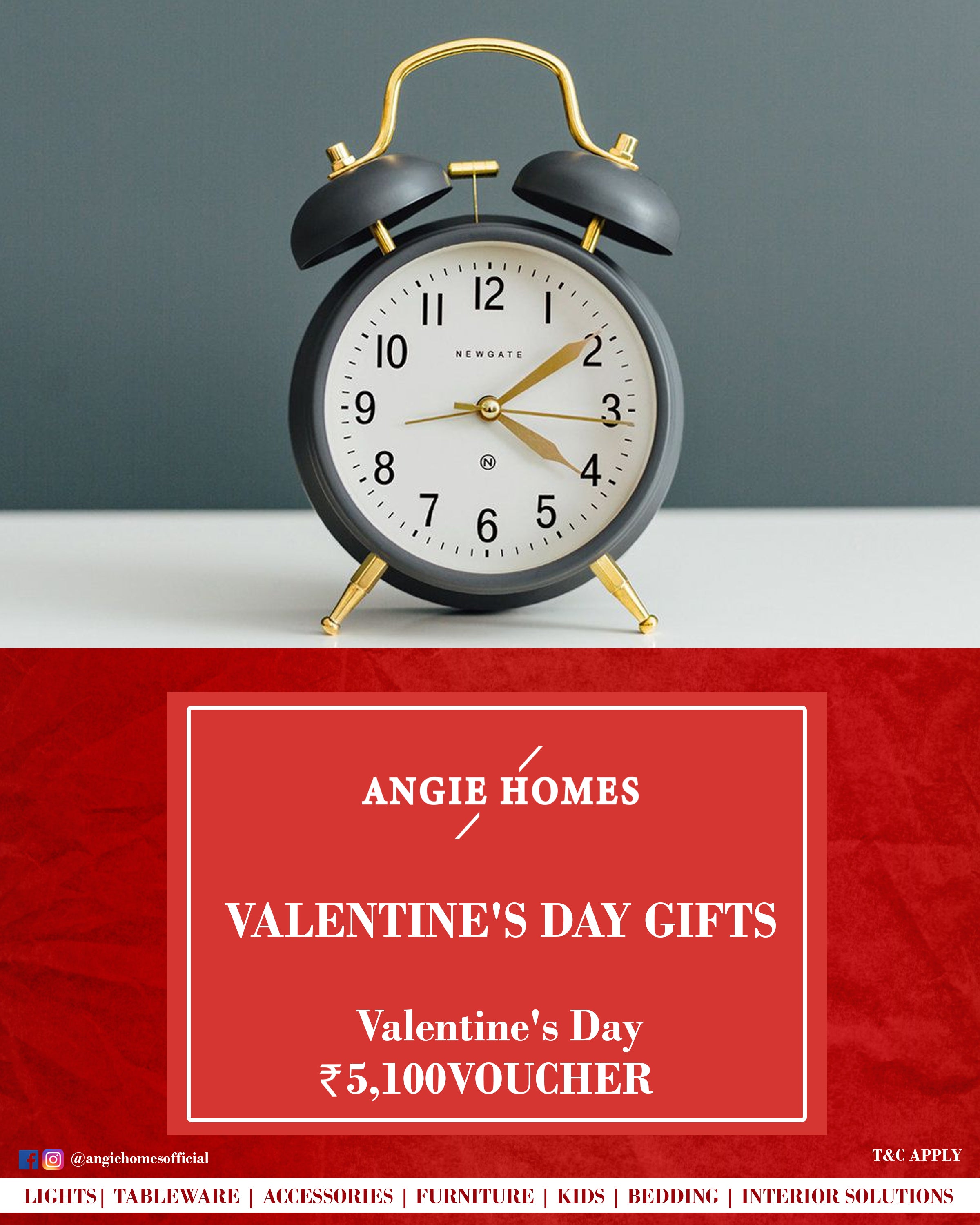 Online Happy Valentine's Day Gift Card Voucher for Alarm Clock ANGIE HOMES