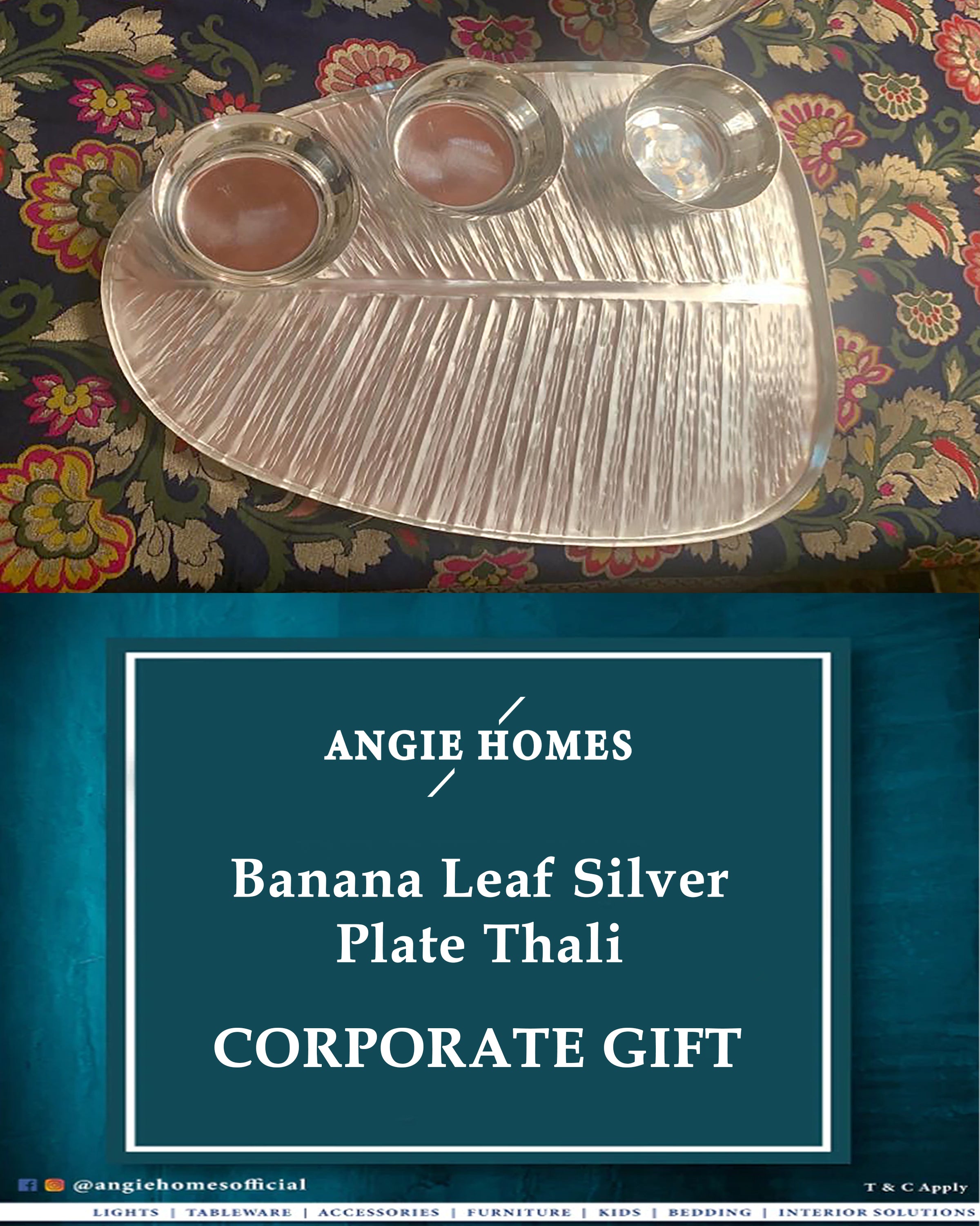 Banana Leaf Silver Plate for Wedding, House Warming & Corporate Gift ANGIE HOMES