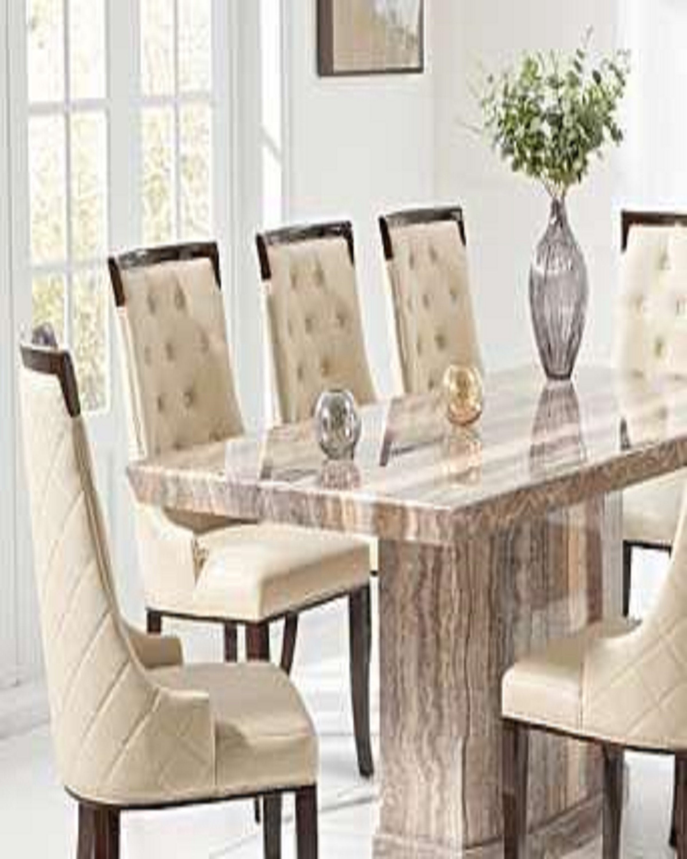 Buy Vernee marble top dining table set seater Online in India