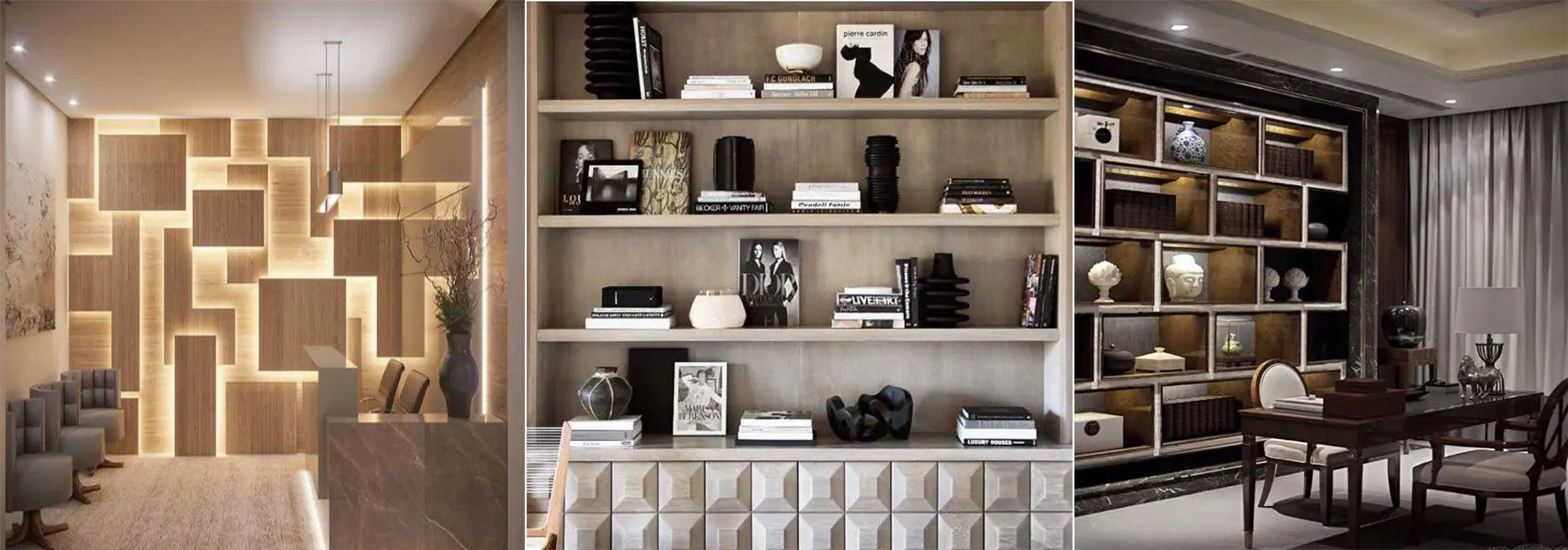 Angie Kripalani Design's Storage Spaces to Highlight Your Wall Elevation With Beautiful Shelves In Modern and Fusion Design.