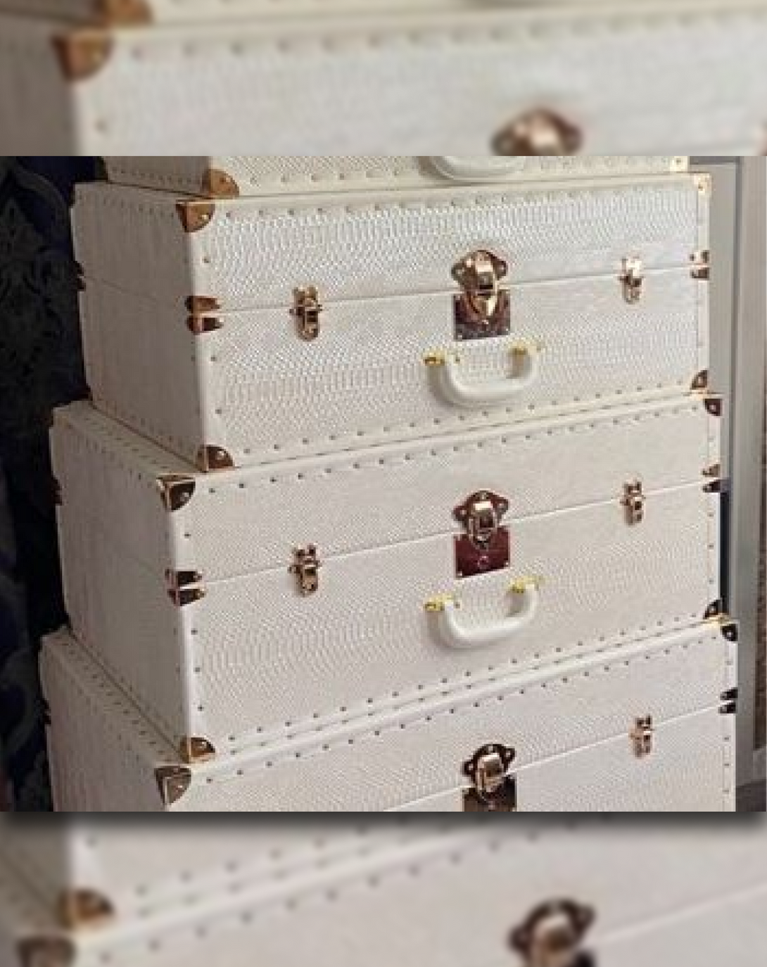 Luxury White Leather Luggage Set ANGIE HOMES