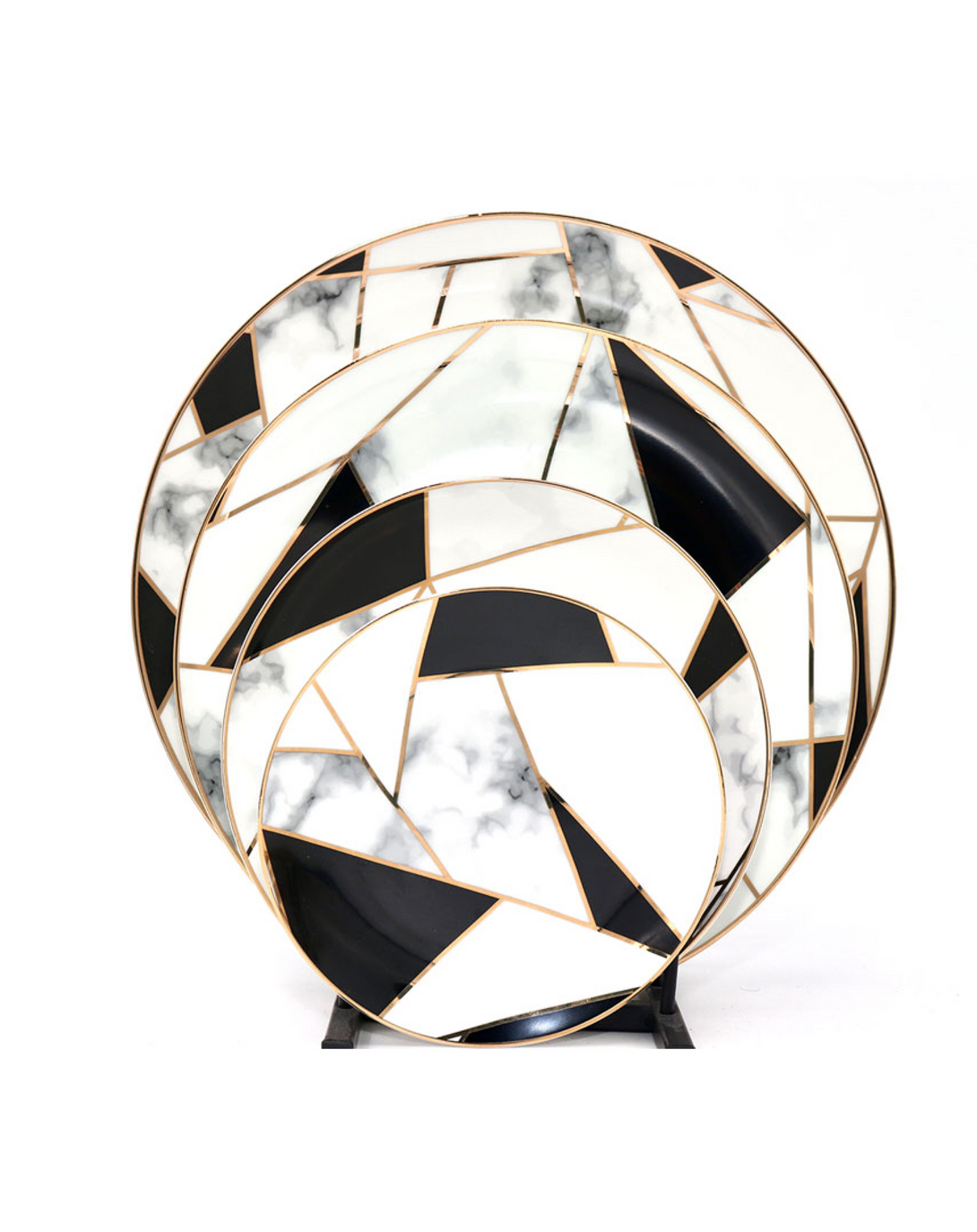 Ele Palm white n black dining plates ANGIE HOMES