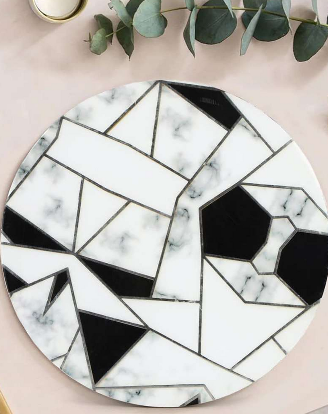 Ele Palm white n black dining plates ANGIE HOMES