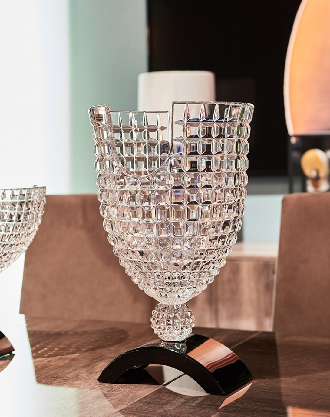 Italian White and  Black Handmade Crystal Vases - Angie Homes ANGIE HOMES