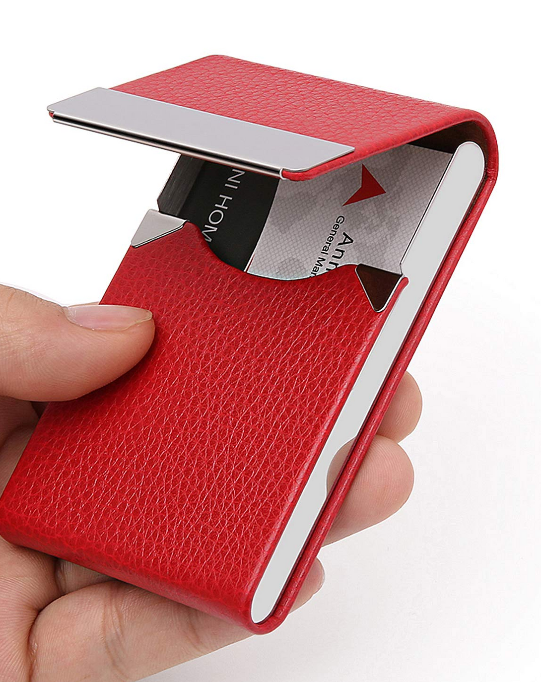 Red Leather Card Holder ANGIE HOMES