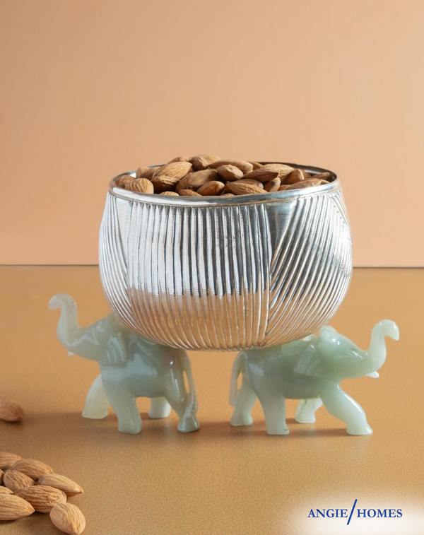 Luxury Silver bowl With Elephant holder ANGIE HOMES