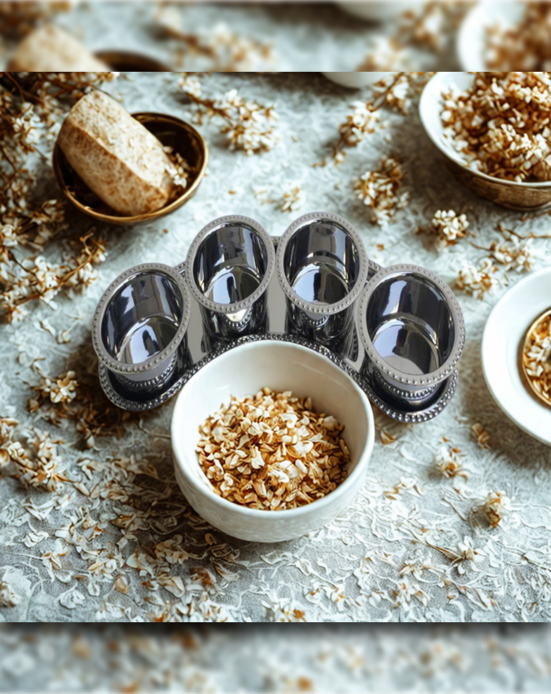 Arakan Kidney Bean Silver Plated Katori - Angie Homes Serverware ANGIE HOMES