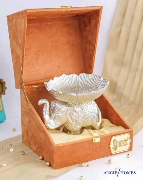 Premium Silver Elephant Figure Bowl With Gift Box ANGIE HOMES