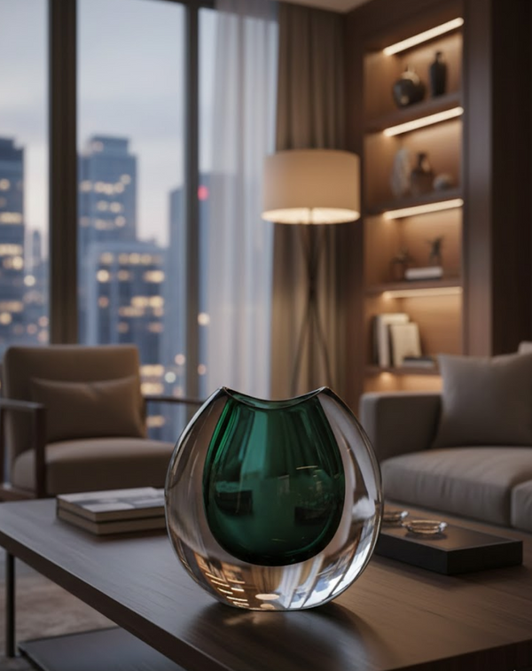 Green and White Coral Murano Vase - Angie Homes ANGIE HOMES