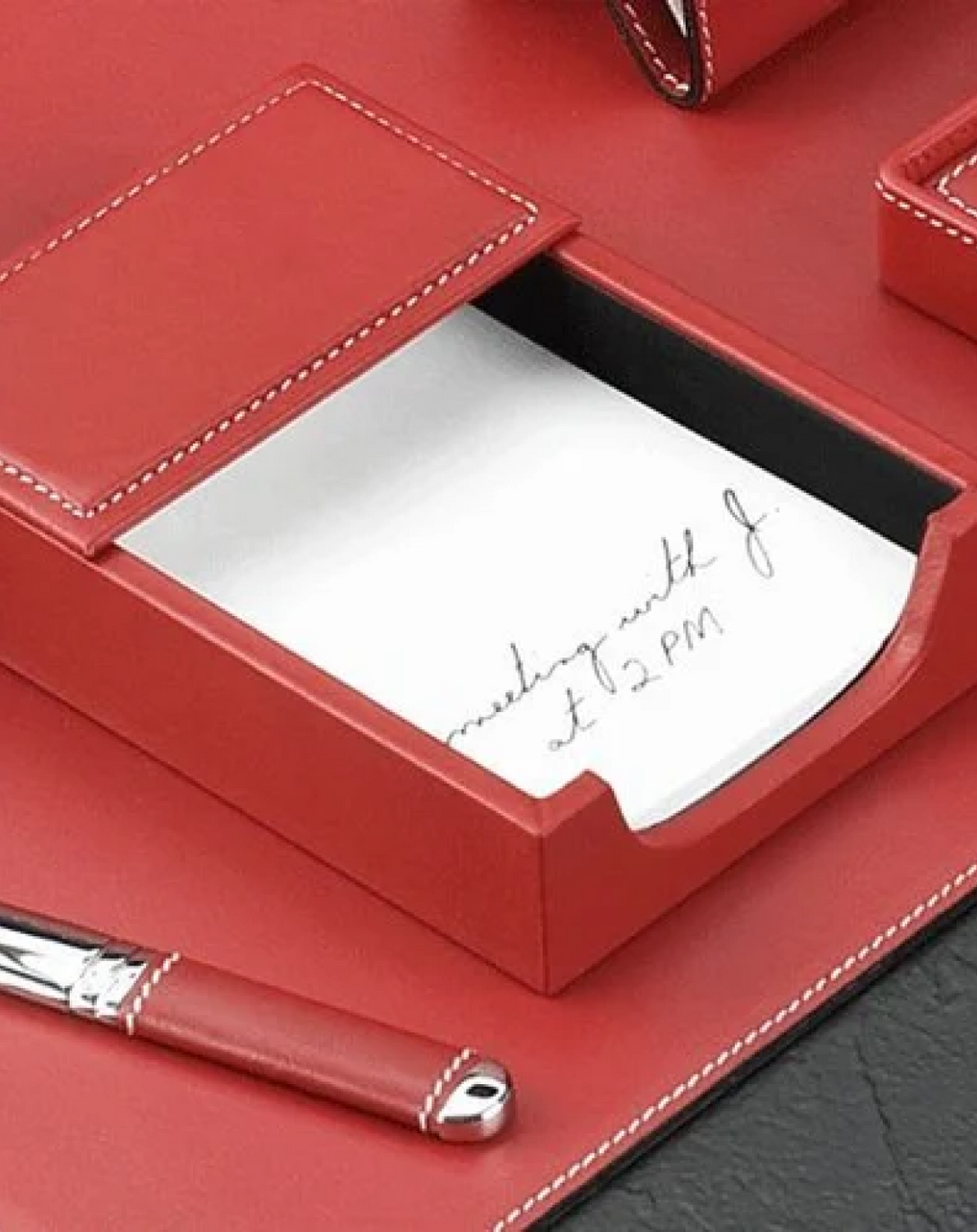 Red Leather Office accessories Set ANGIE HOMES