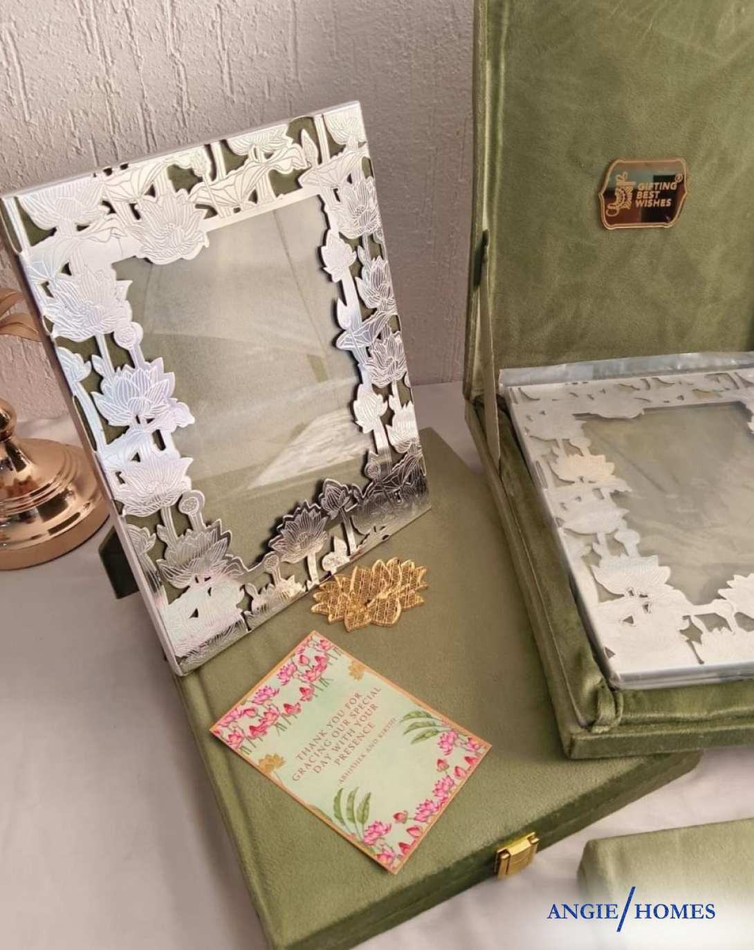 Floral Silver Photo Frame For Gifting ANGIE HOMES