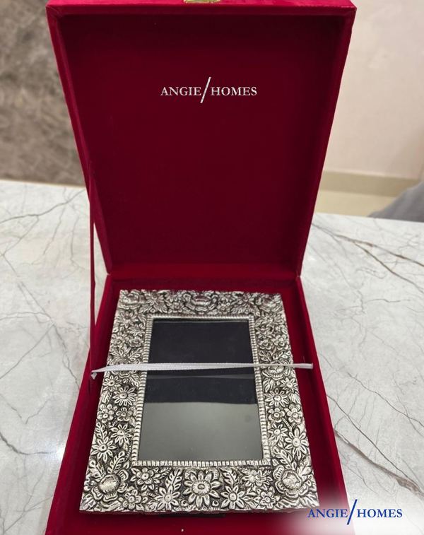 Silver Plated Floral Design Photo frame With Gift box ANGIE HOMES