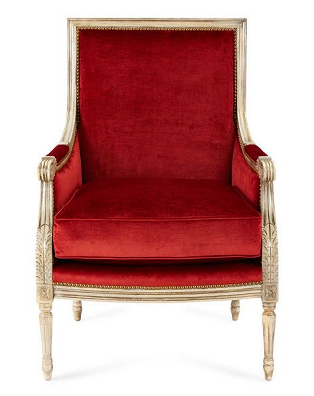 Harni Silver Leaf Red Chair ANGIE HOMES