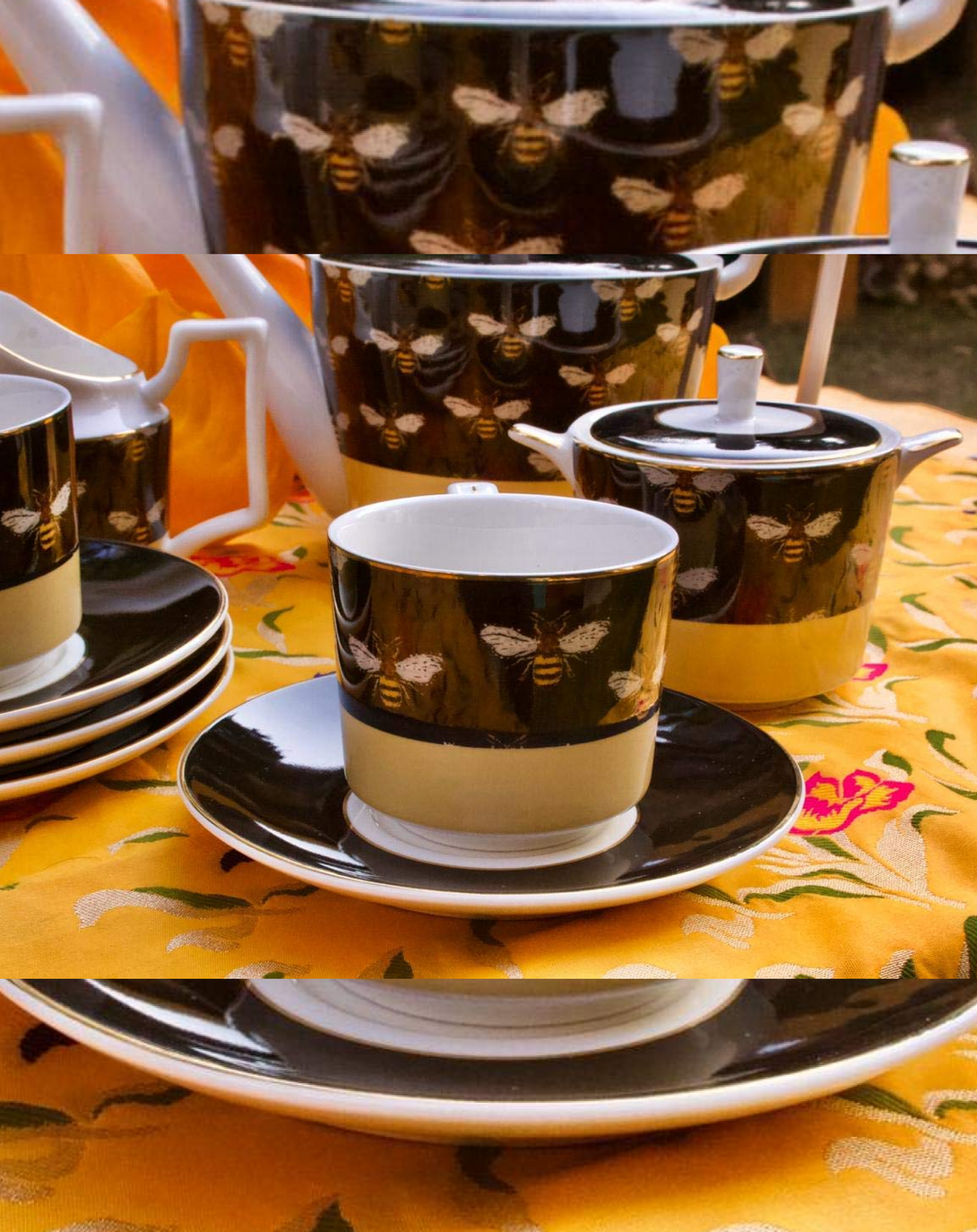 JAPANESE BROWN FLORAL TEA SET ANGIE HOMES