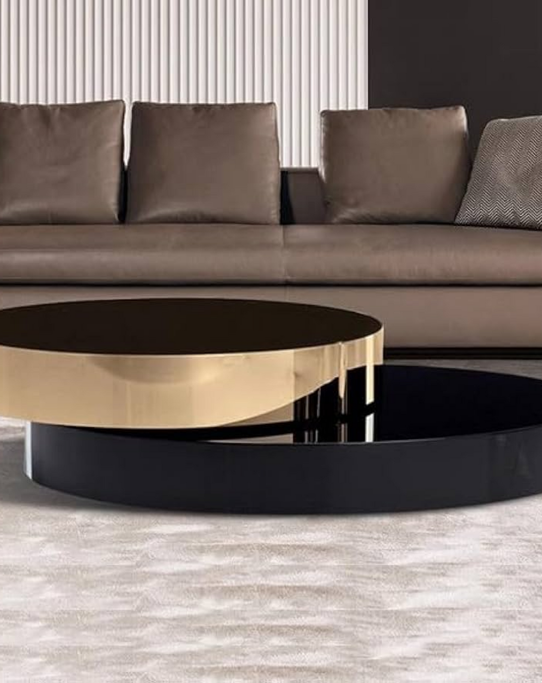 West Round Coffee Table With Gold Finish ANGIE HOMES