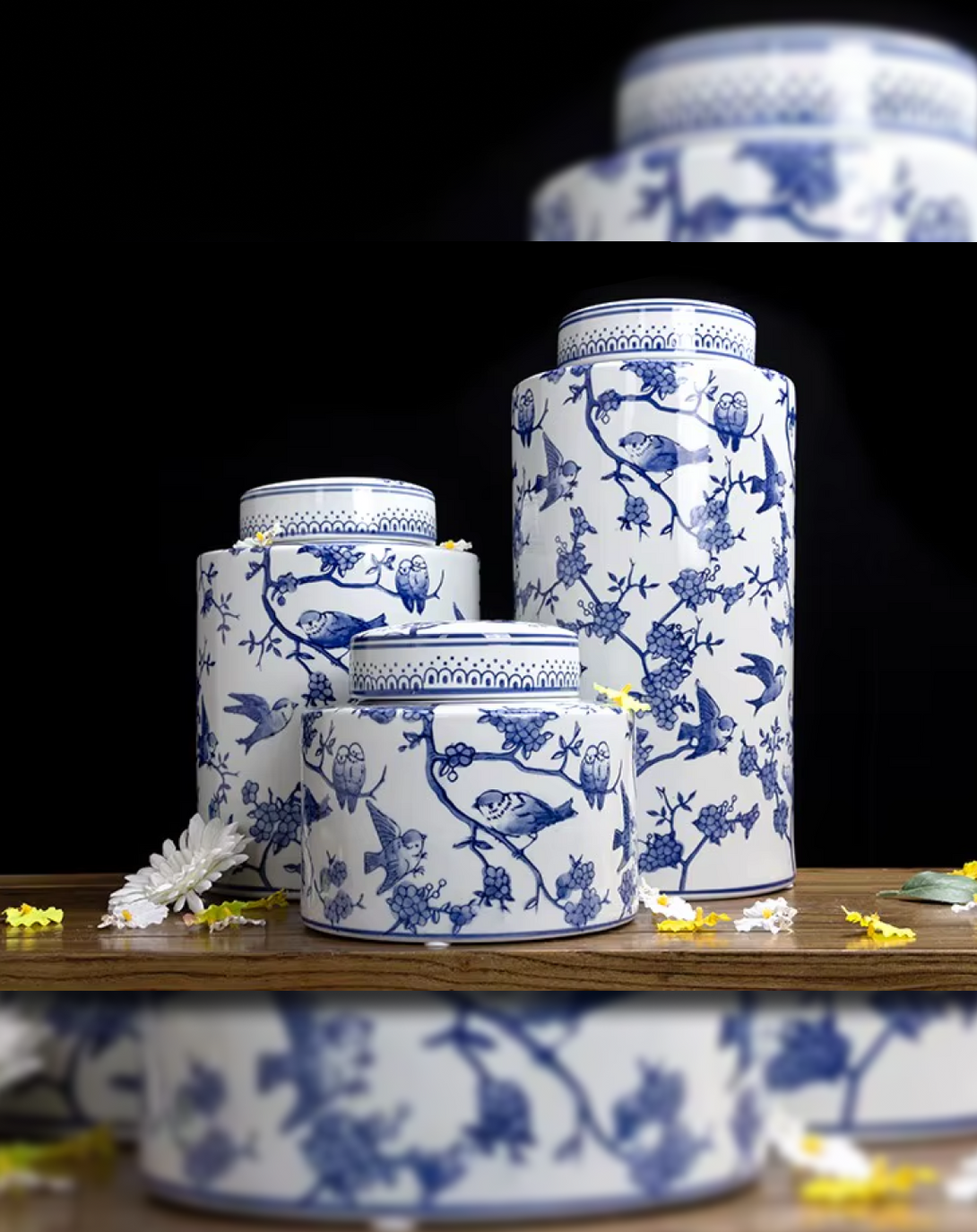 Triton Blue and White Vases Set of 3 - Angie Homes ANGIE HOMES