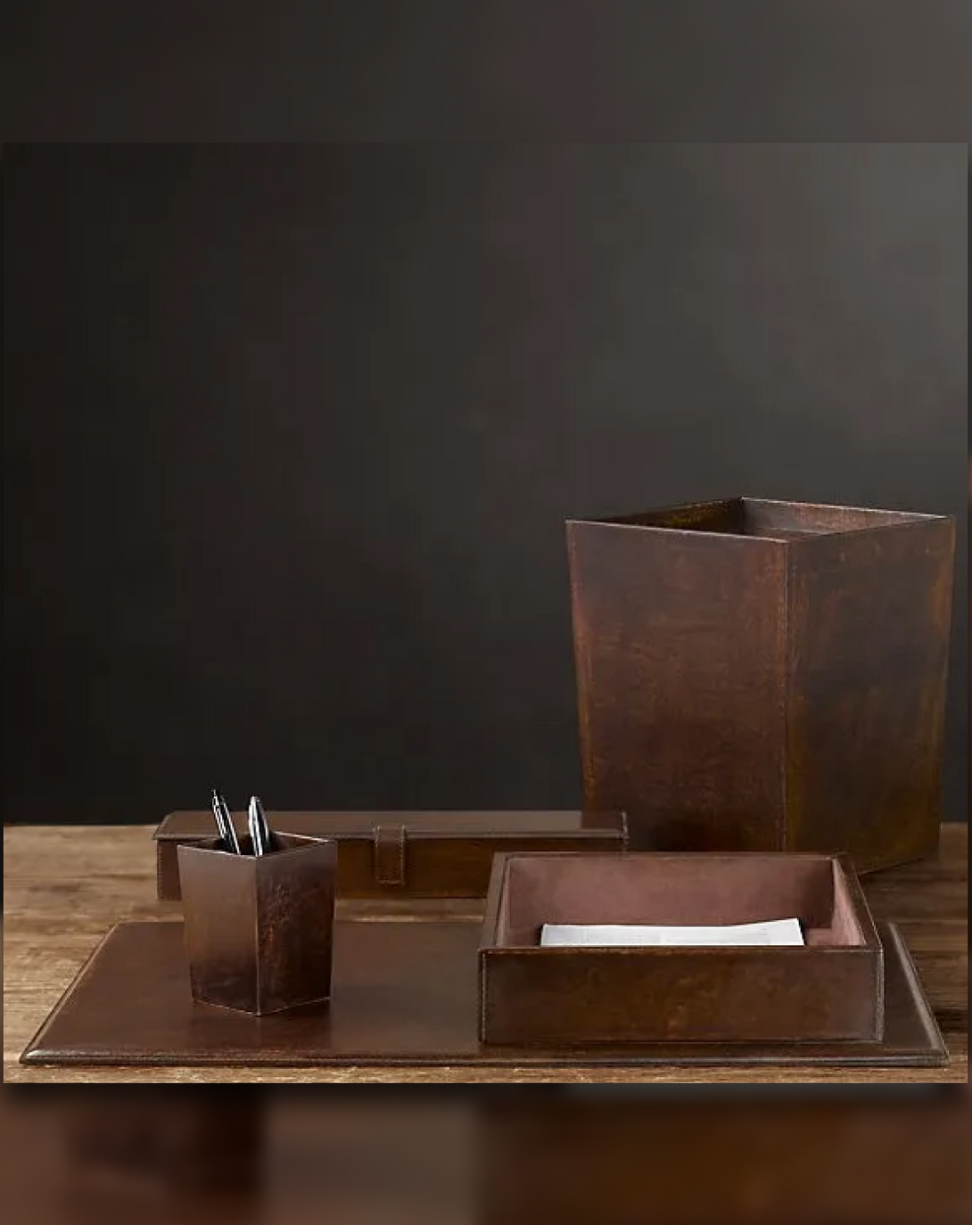 Brown Leather Desk Accessories ANGIE HOMES