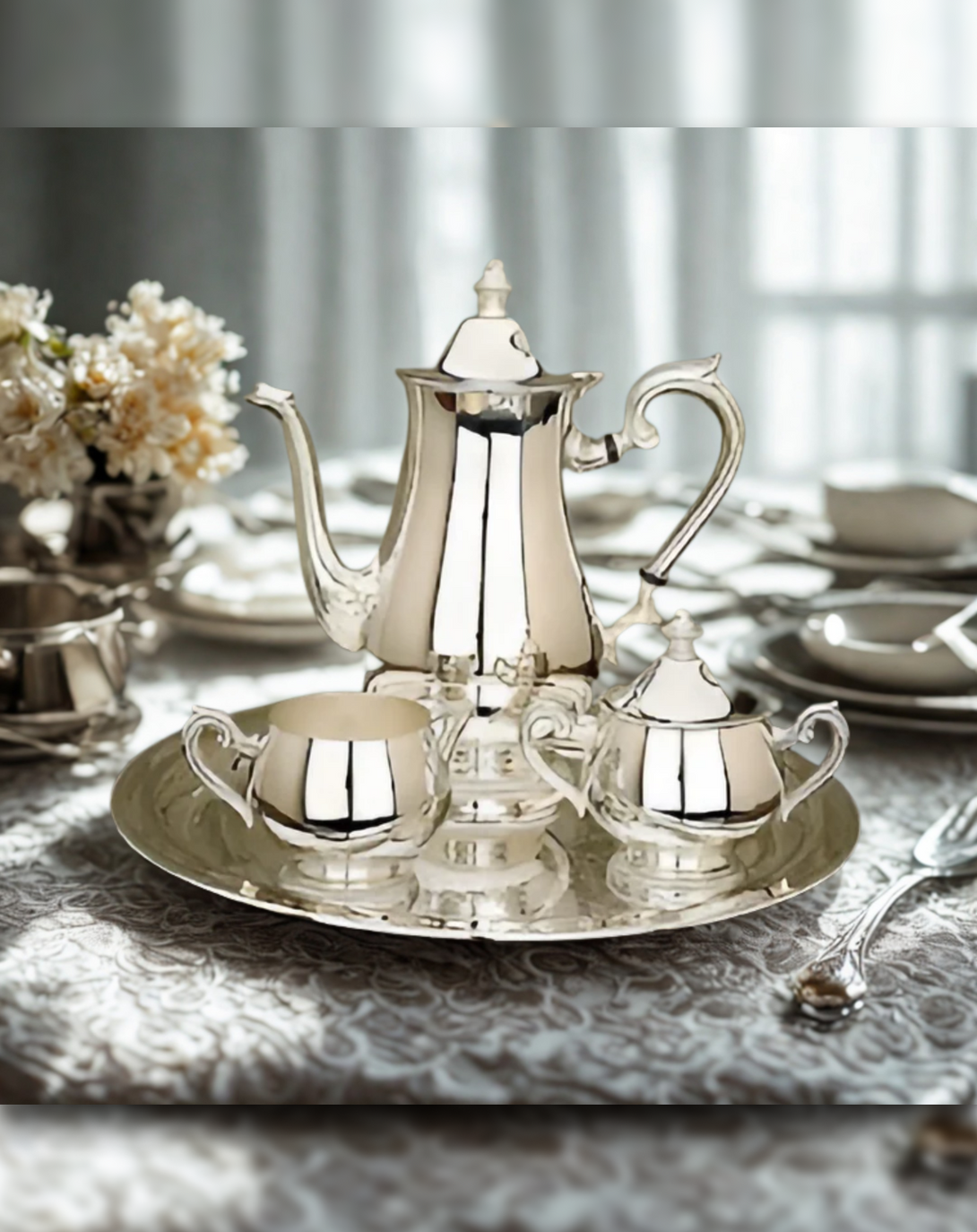 Grace Luxury Silver Plated Tea Set - Angie Homes Silverware ANGIE HOMES