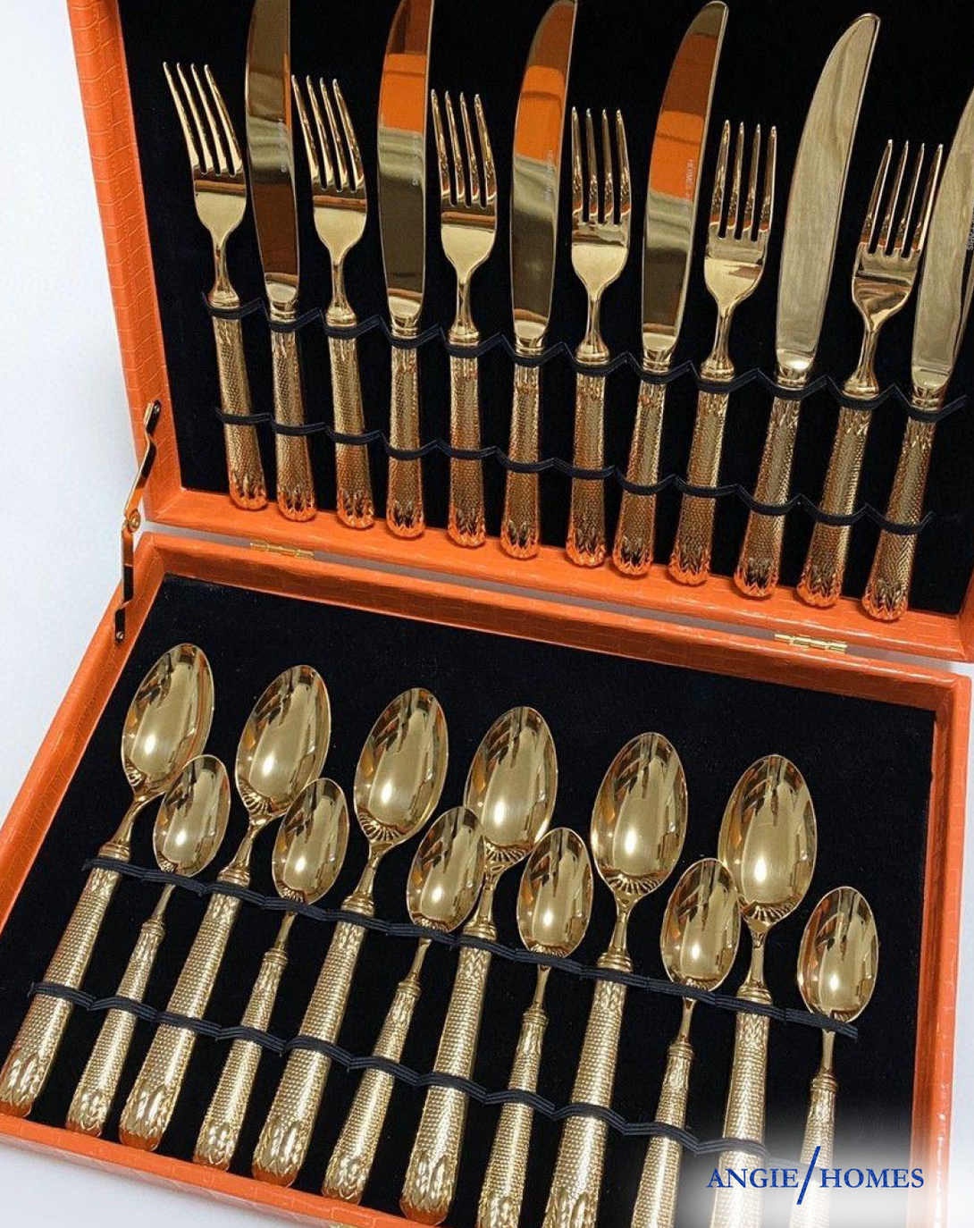 Noa Golden Cutlery Set Box for Wedding Gift ANGIE HOMES