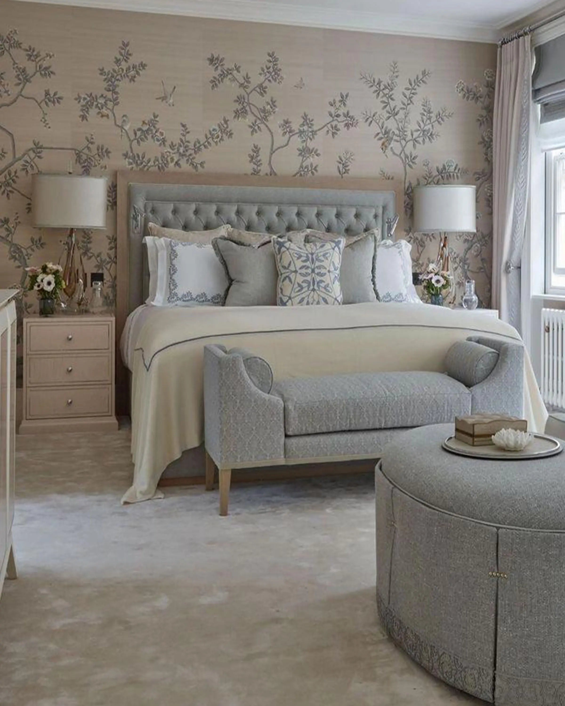 AMIA GREY & BROWN BED WITH HEADBOARD ANGIE HOMES