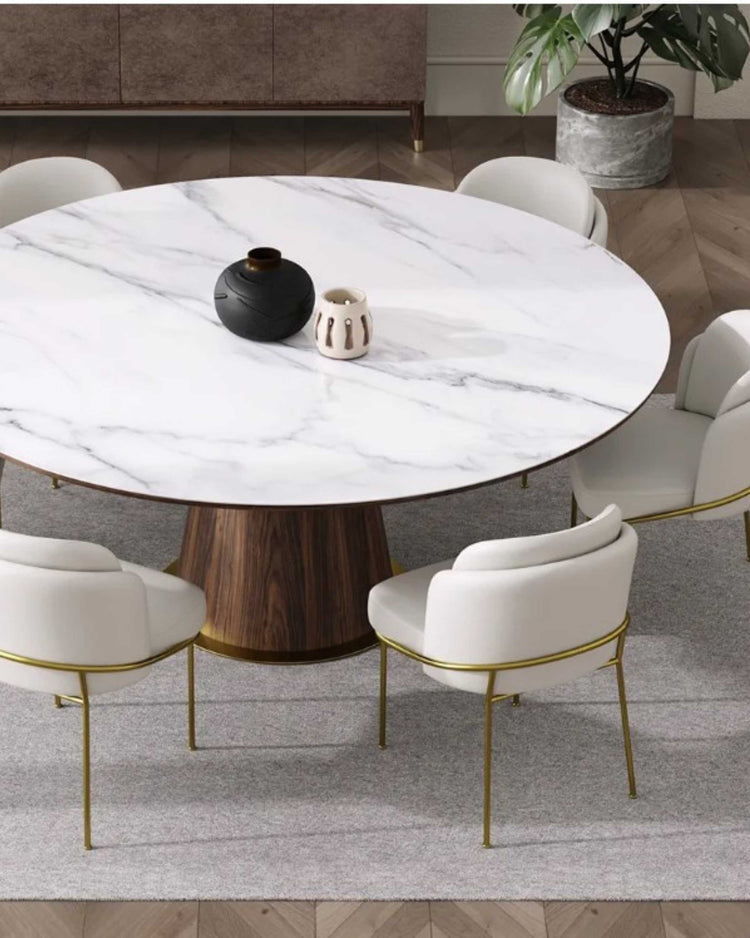 Buy Ace Luxury Seater Round Dining Table with Chair - Angiehomes ...