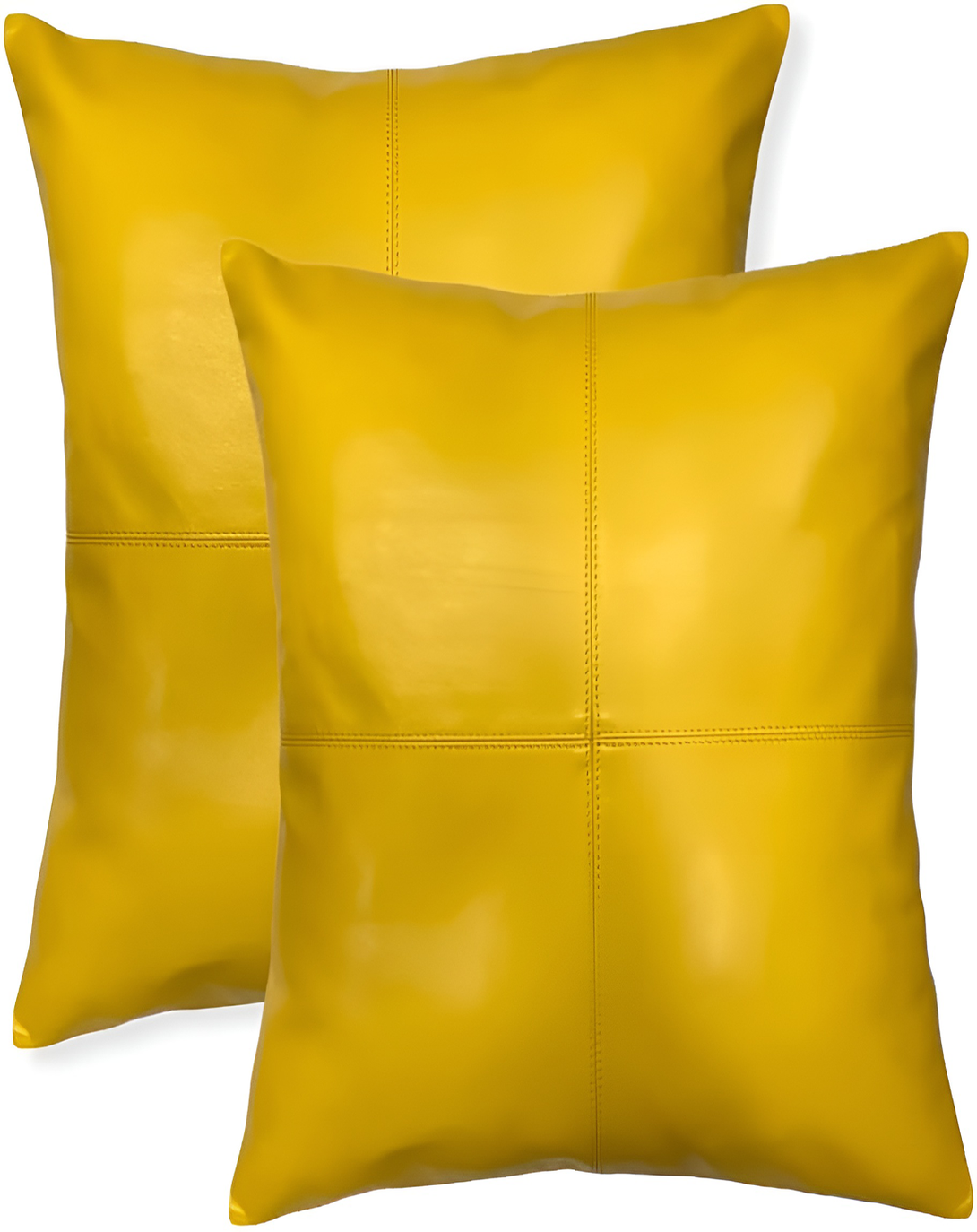 Adam Beautiful Mustard Leather Cushions