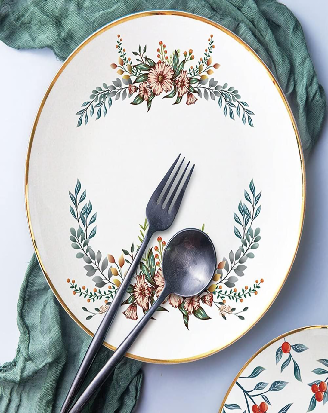 Ame White and Blue Classic Plates Set