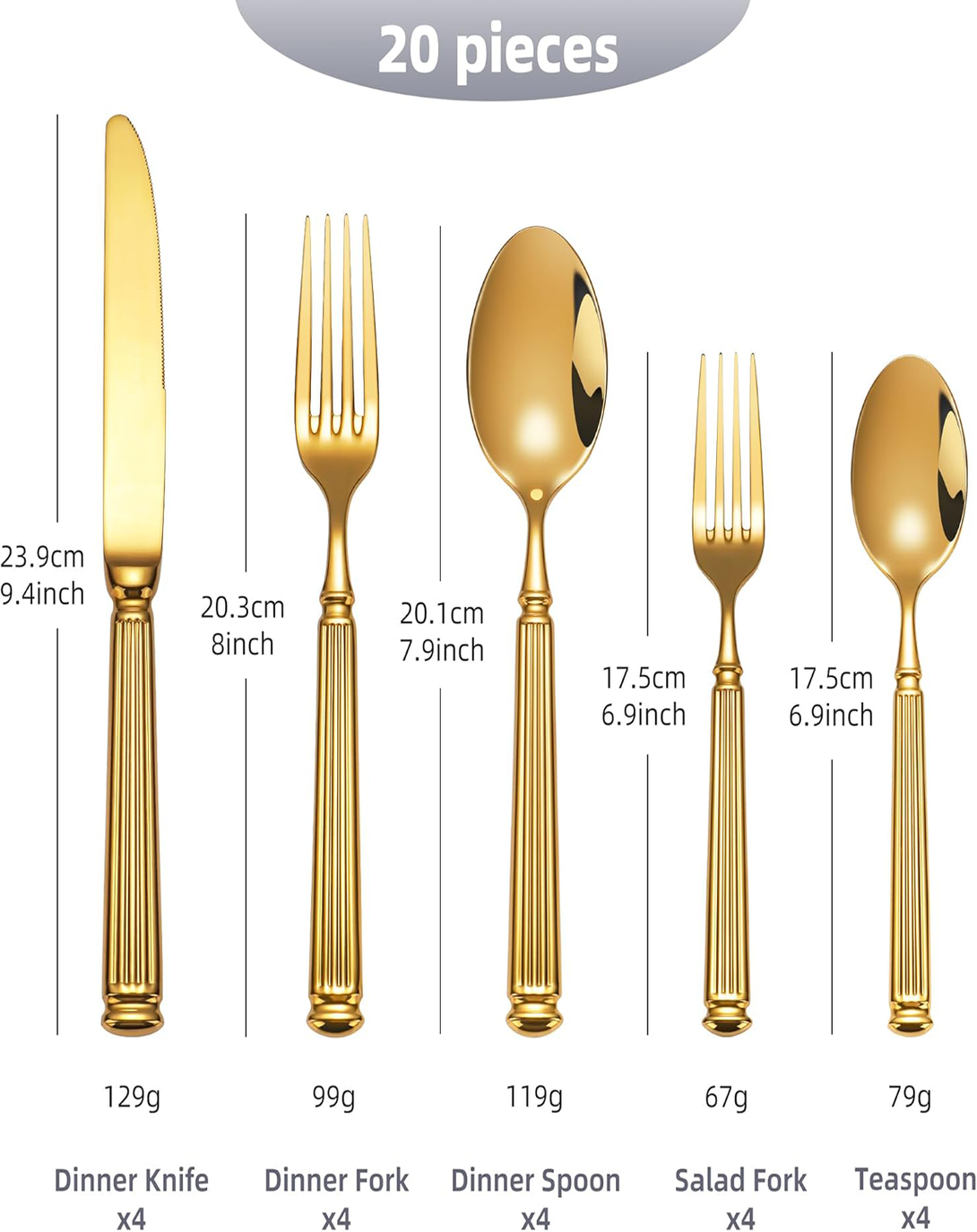Amida Gold and Silver Plated Cutlery Set ANGIE HOMES