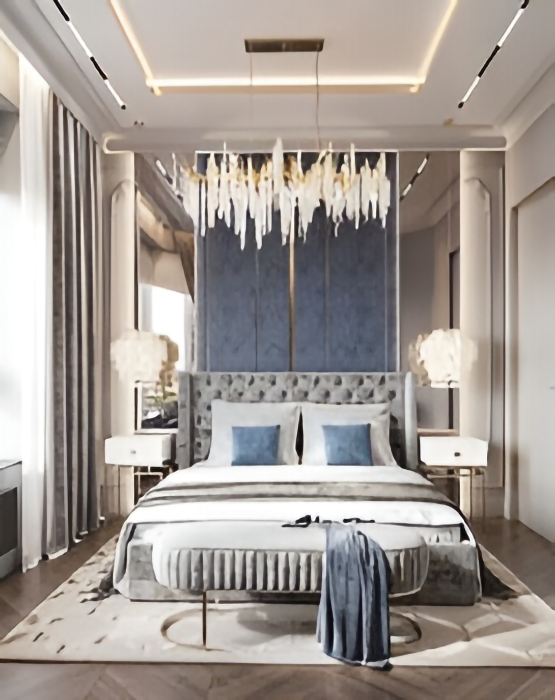 Amisa Grey Luxury Bed With Headboard ANGIE HOMES