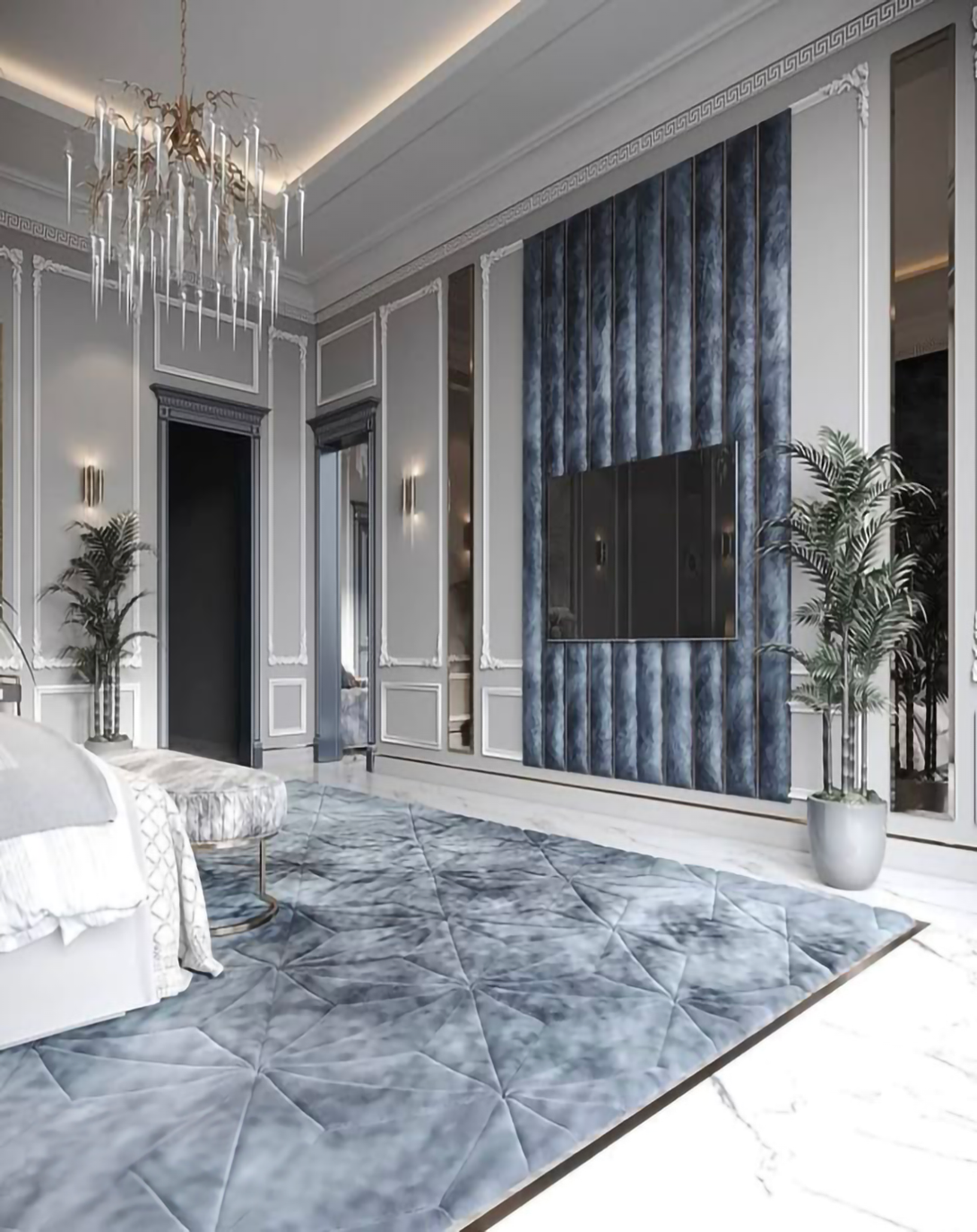 Amisa Grey Luxury Bed With Headboard ANGIE HOMES