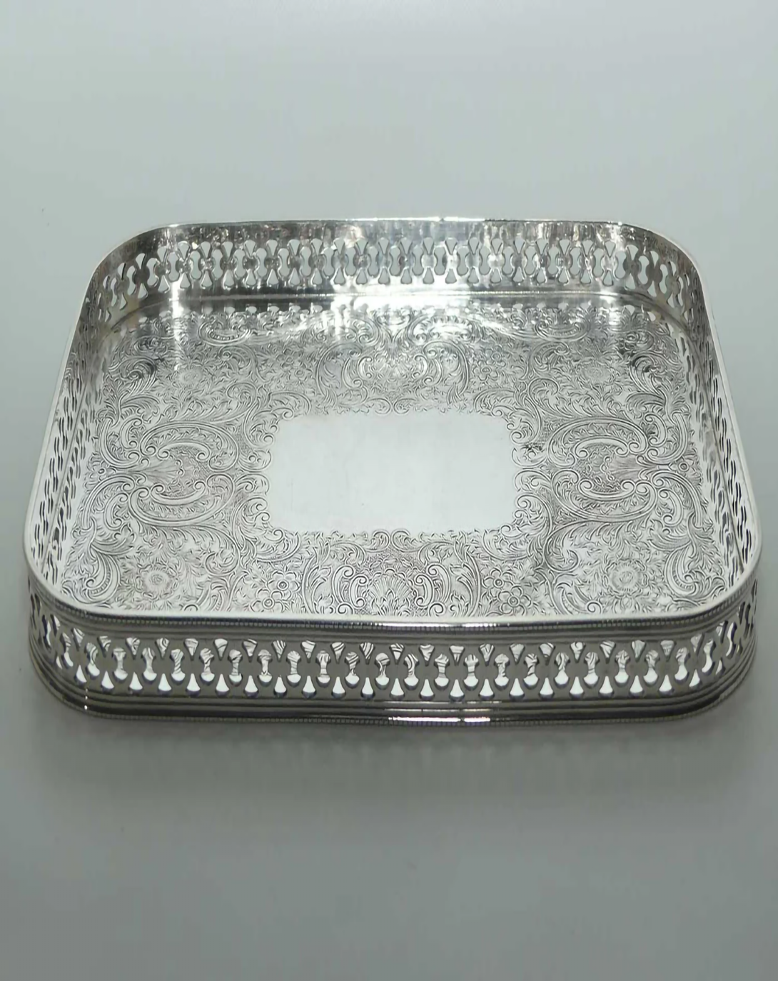 Arisu Classic Silver Plated Tray - Angie India Serverware