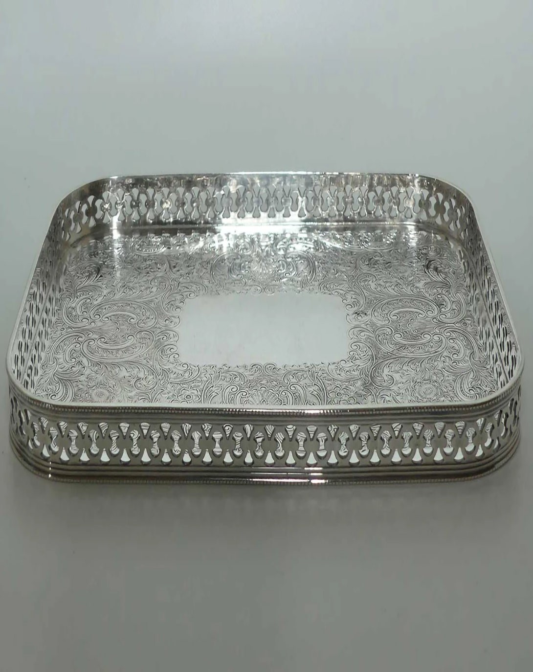 Arisu Classic Silver Plated Tray - Angie India Serverware