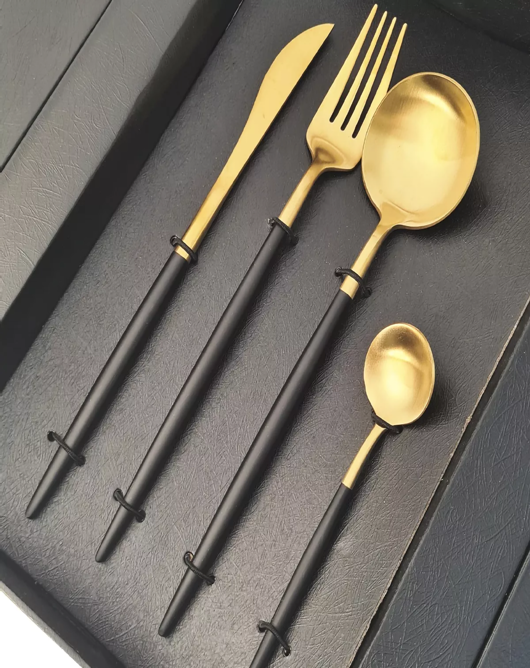Atoosa Black and Golden Cutlery Set