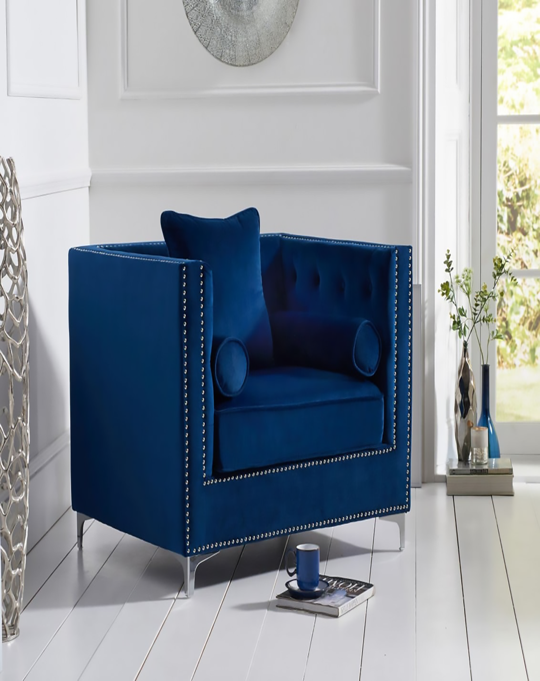 Azar Blue Sofa Chair ANGIE HOMES