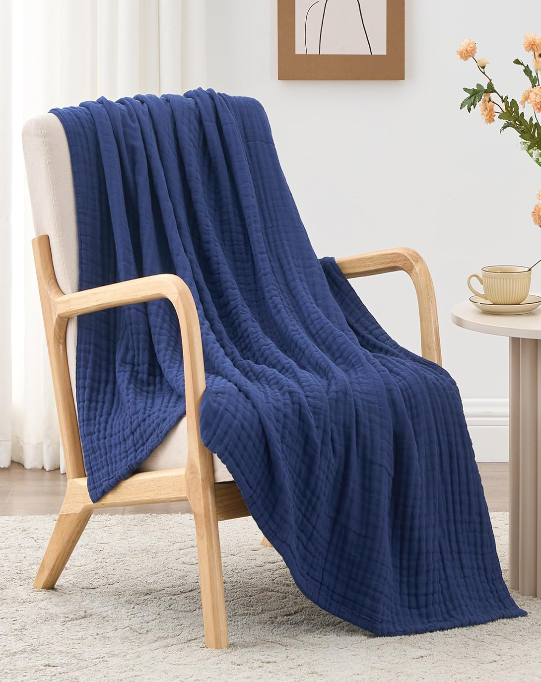 BLUE THROW & BLANKET