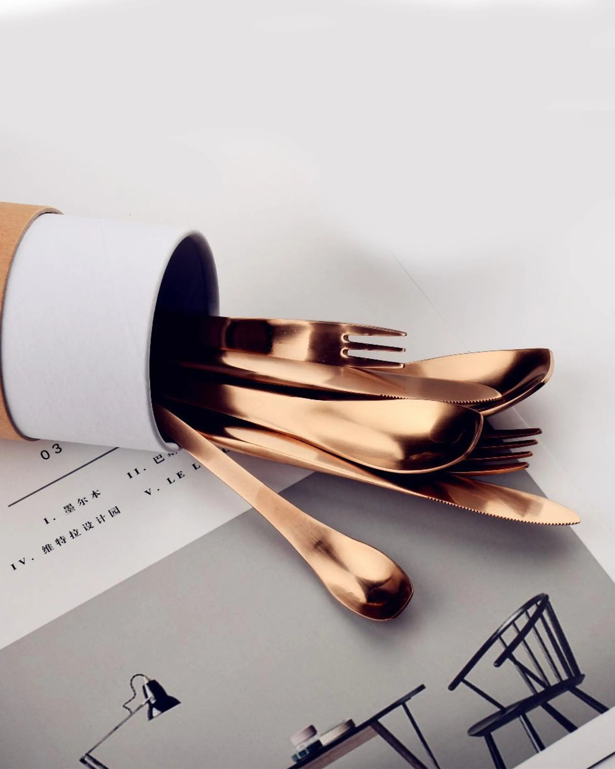 Berli Mate Rose Gold & Black Cutlery ANGIE HOMES