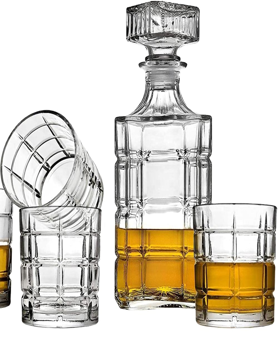Best Cube Whiskey Glasses Set with Decanter