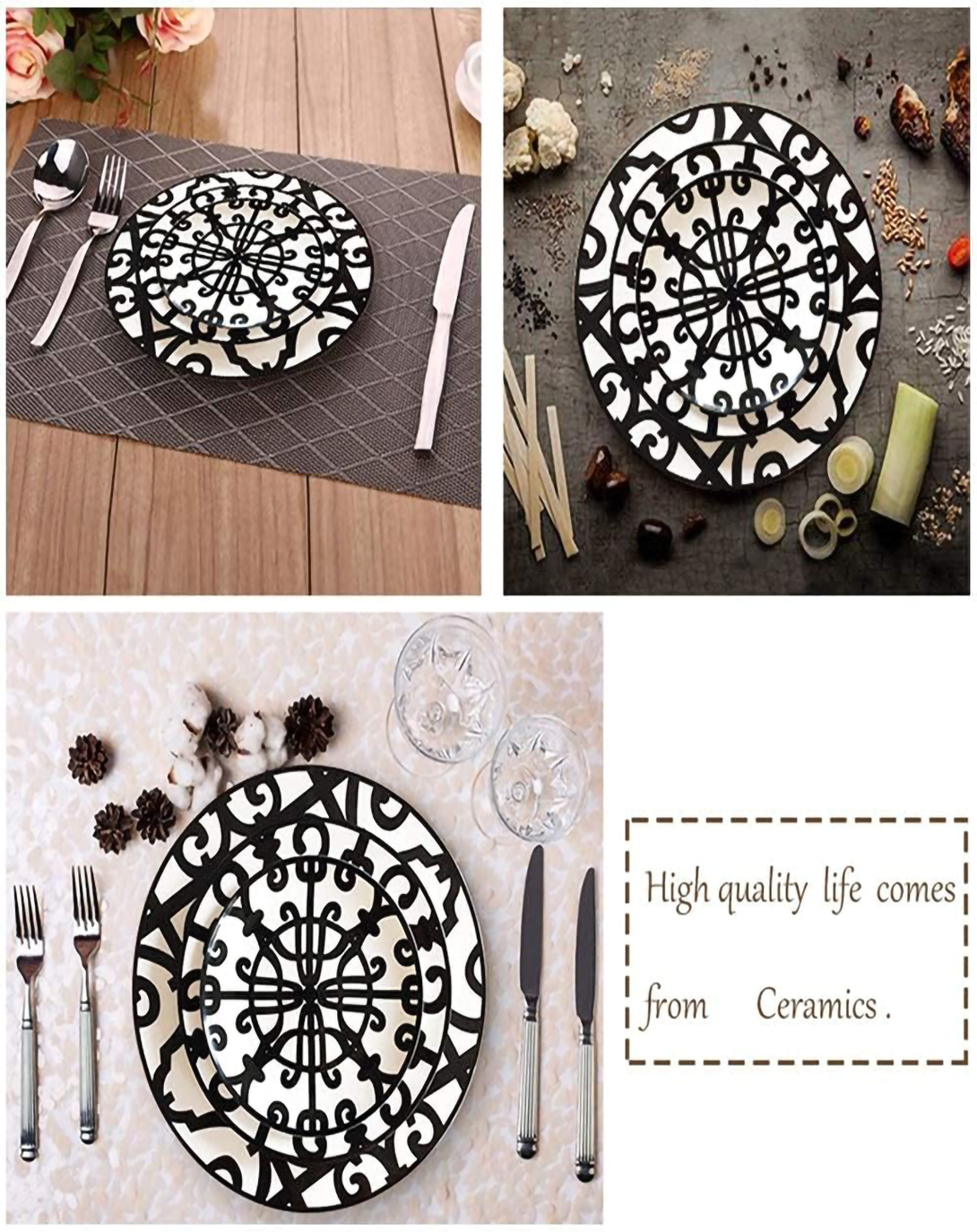 Bibe Unique Black and White Dinner Set
