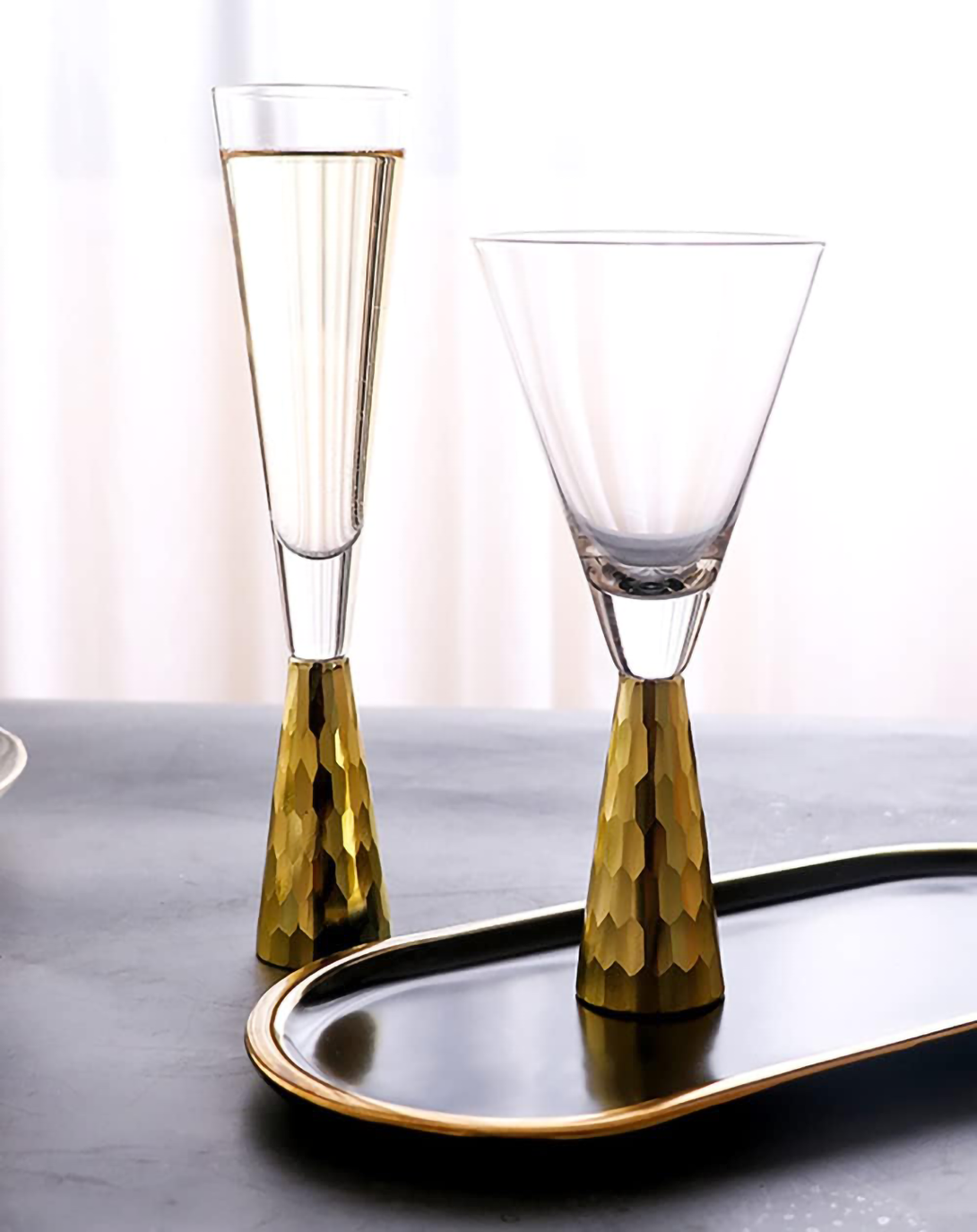 Blinker Luxury Golden Base Champagne Glass Set