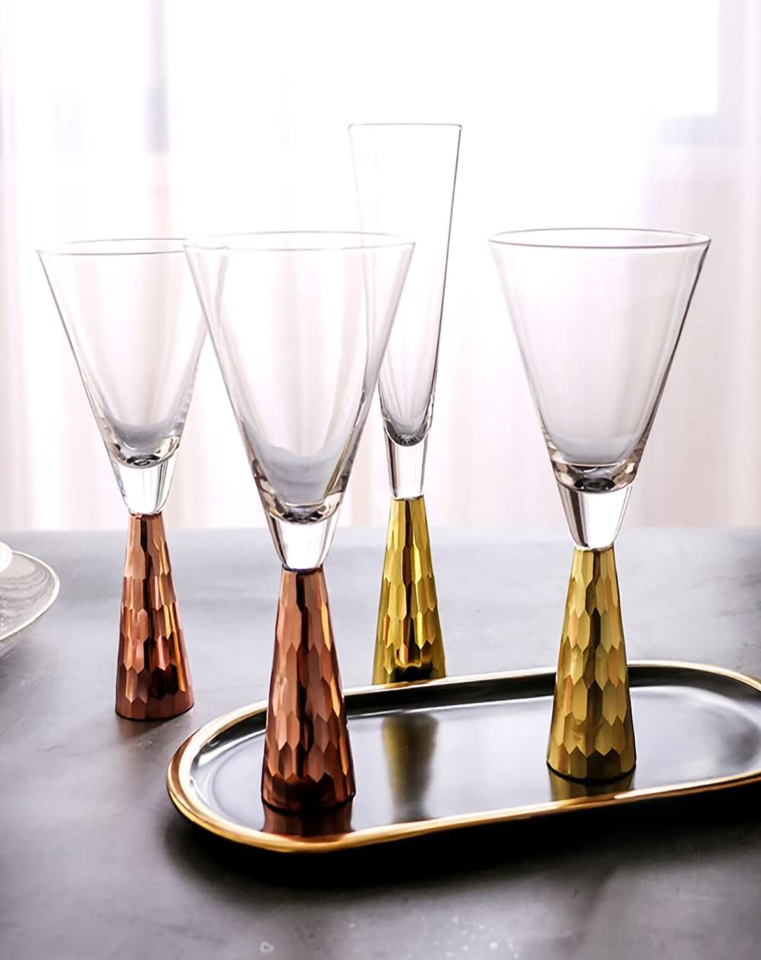 Blinker Luxury Golden Base Champagne Glass Set