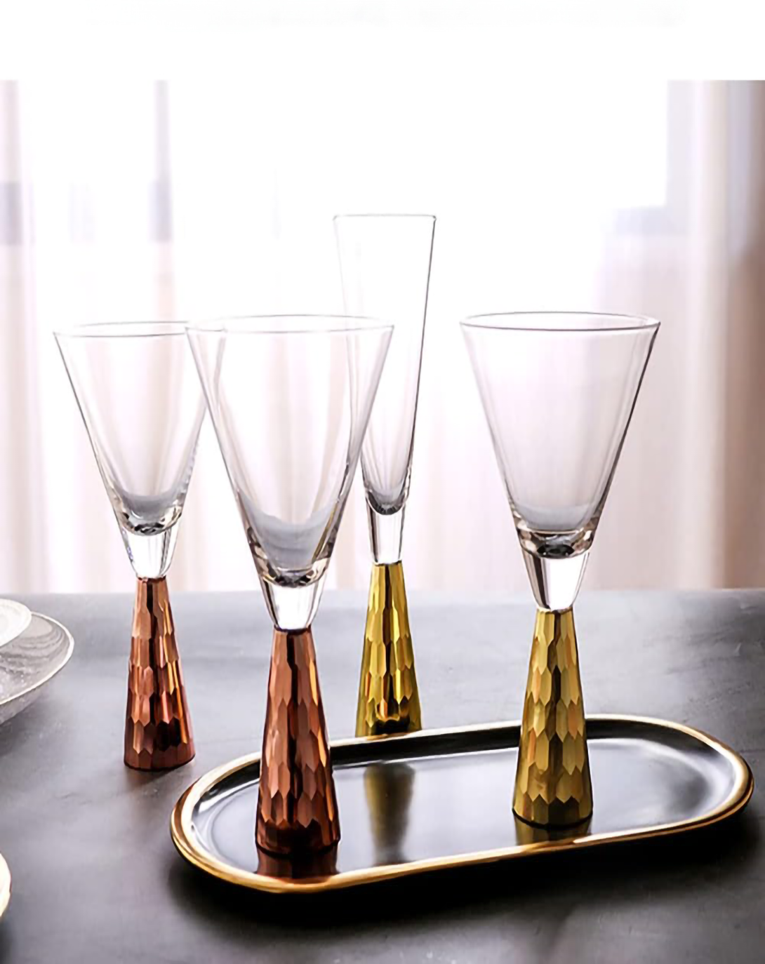 Blinker Luxury Golden Base Champagne Glass Set