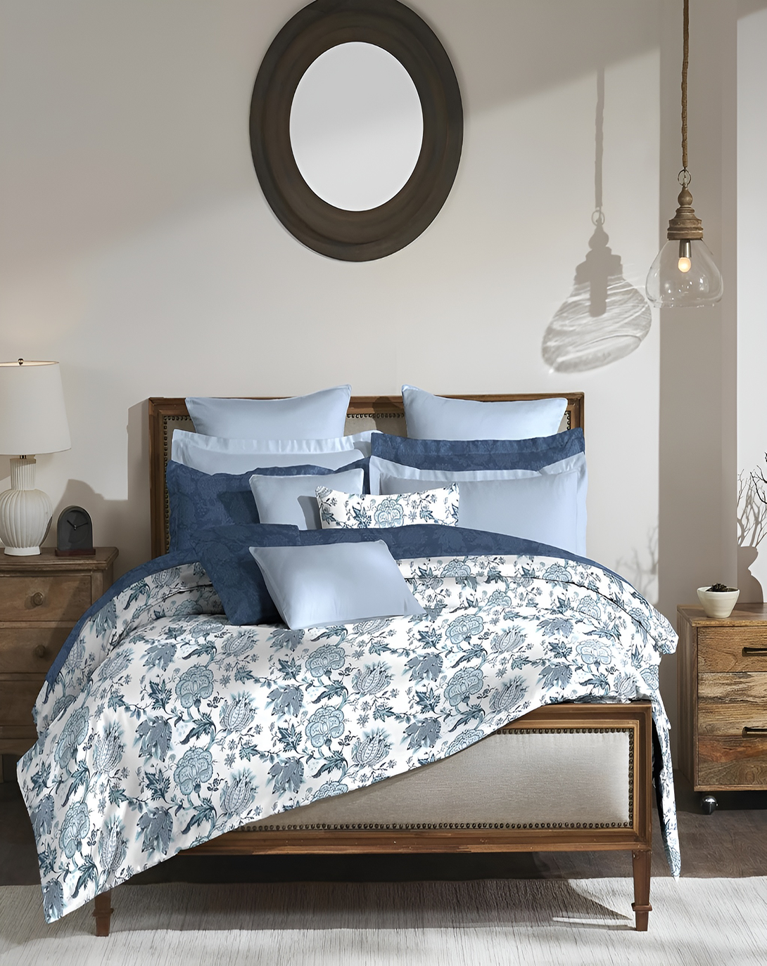 Bohemia elegant sky blue Bed Set (4 Pcs)