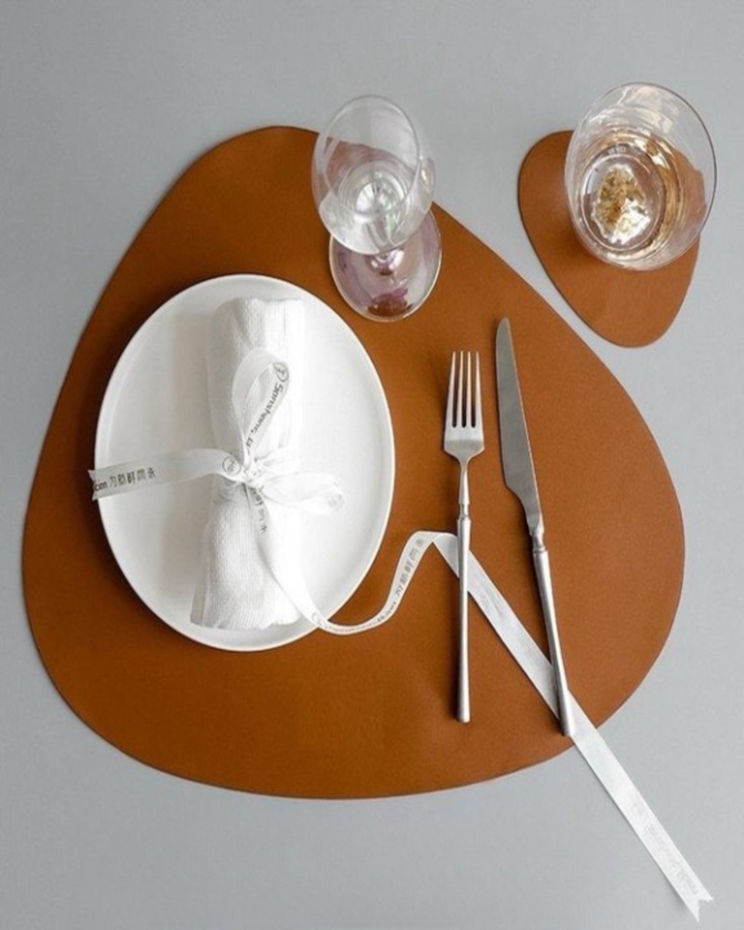 Brown Leather Triangle Table Mats ANGIE HOMES