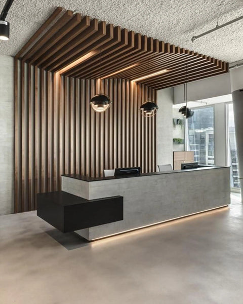 Callista Grey Reception Desk - Sleek Office Elegance