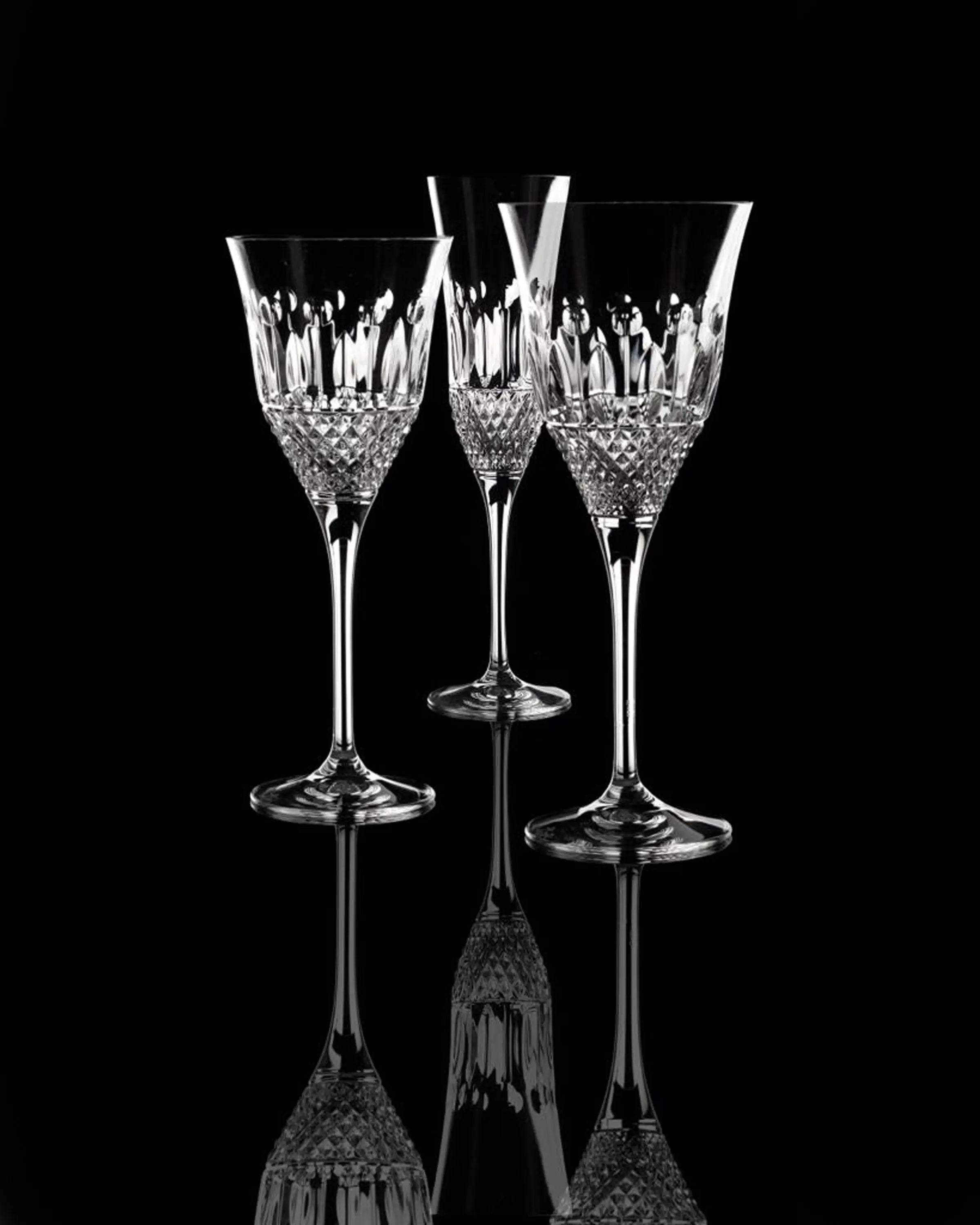 CAVIAR WINE/CHAMPAGNE CRYSTAL GLASSES - SET OF 3 ANGIE HOMES