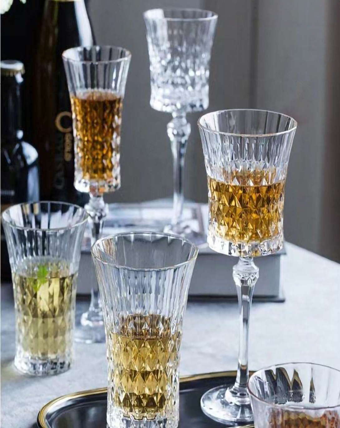 CIANA FINE CUT CRYSTAL WINE & CHAMPANGE GLASS SET