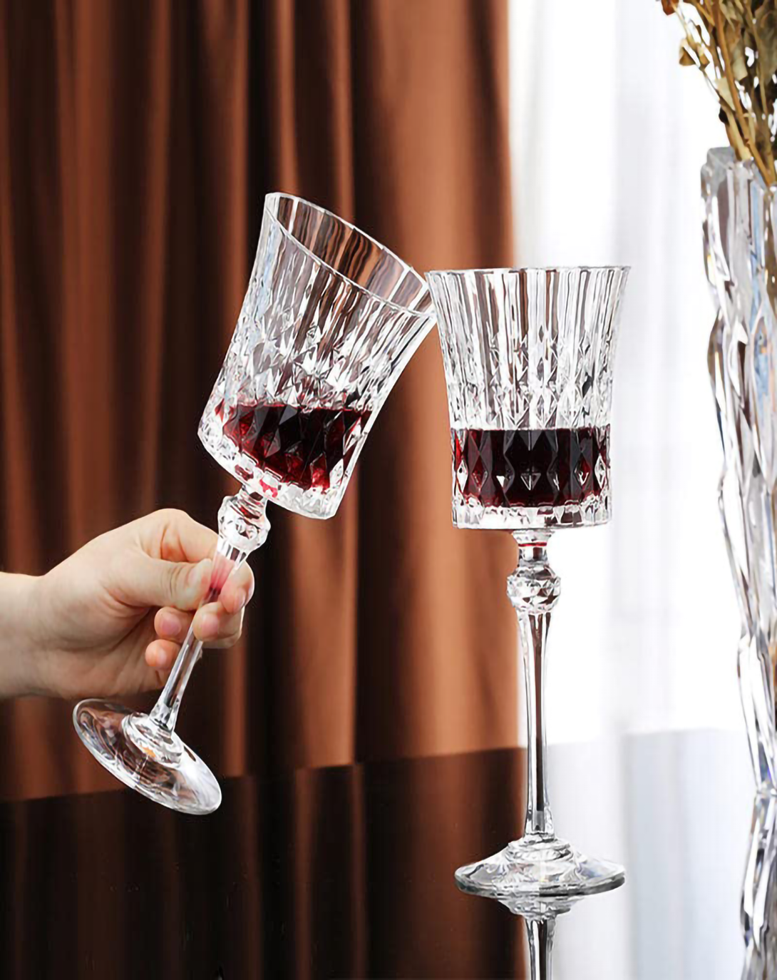 CIANA FINE CUT CRYSTAL WINE & CHAMPANGE GLASS SET