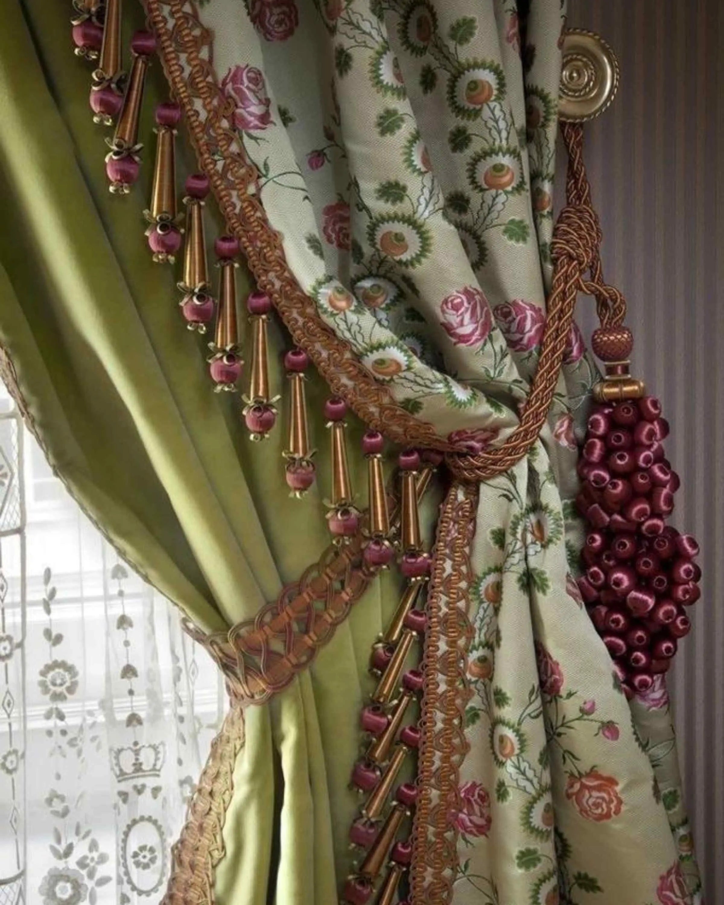 Cora Two-Sided Green Curtains