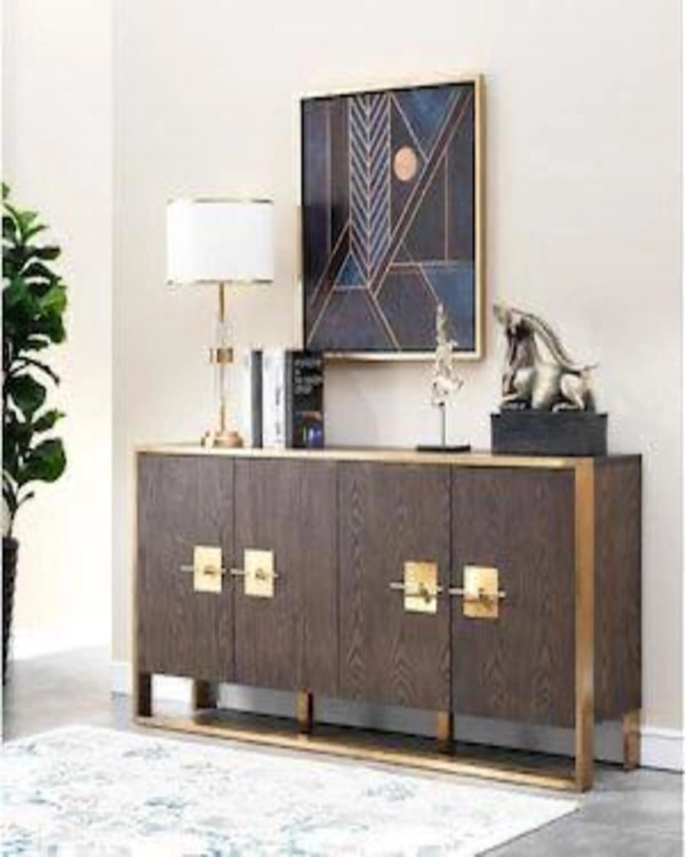 Cross Modern Sideboard with Gold Finich