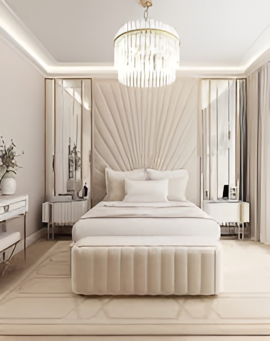 Carter Beige Luxury Bed with Headboard